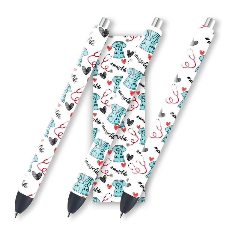 Nurse Glitter Pen Wraps Epoxy Pen Wrap Design Waterslide Glitter Pen Design Instant Digital Download Files JPEG PNG image 1