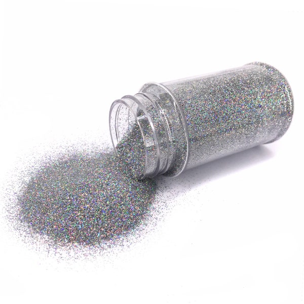 Ultra Fine Silver Holographic Glitter, Polyester Glitter, Iridescent Glitter, Rainbow Glitter, Craft Glitter, Mirror Ball Glitter