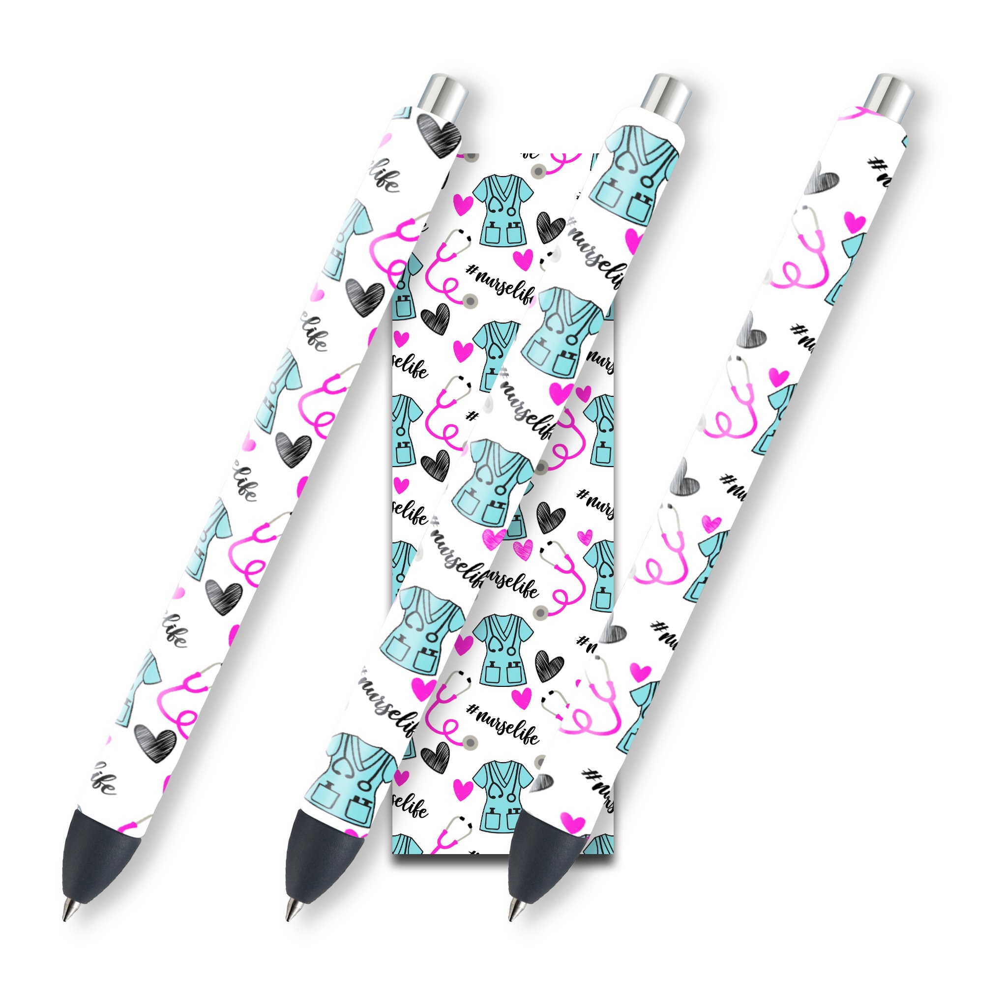 Nurse Glitter Pen Wraps Epoxy Pen Wrap Design Waterslide Etsy