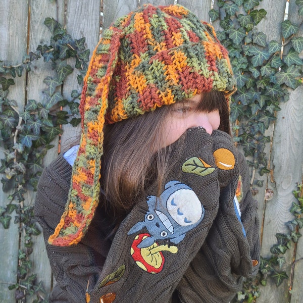 Autumn Bunny Rabbit Ear Beanie Hat