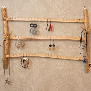 Apple Wood Earring Holder with 3 tiers and 60+ spaces for earrings and more