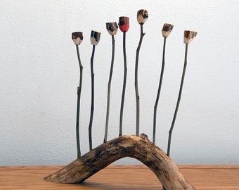 Hand-Carved Wooden Rose Art: Rustic Floral Sculpture, "Orla"