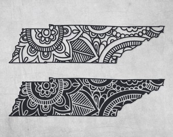 Mandala Tennessee Sticker Zentangle Tennessee Sticker Waterproof Tennessee State Sticker
