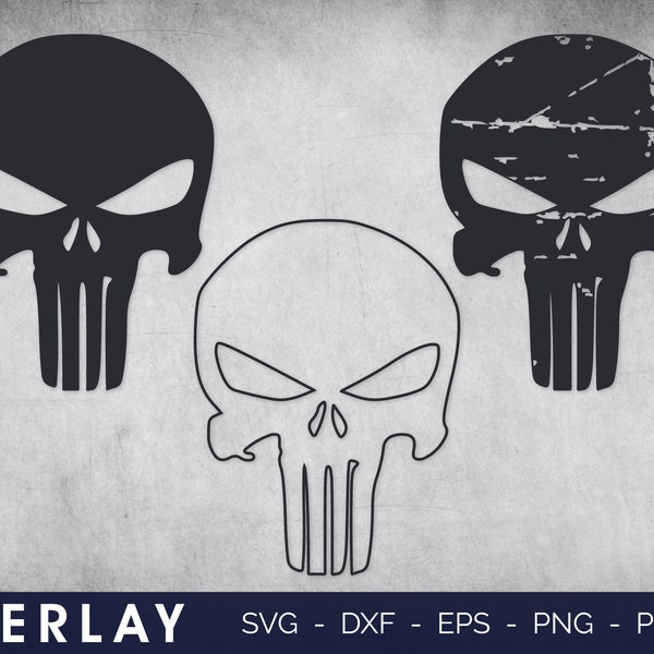 Punisher Skull SVG | instant download | commercial use | printable vector clip art | Distressed Skull SVG | T-Shirt Design SVG