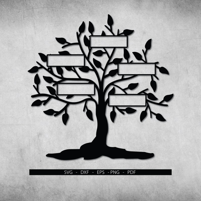 Download Tree Clip Art Cut Files For Silhouette Cameo Family Tree Svg 5 Names Tree Cutting Files Svg Files For Cricut Tree Design Art Collectibles Prints Kromasol Com