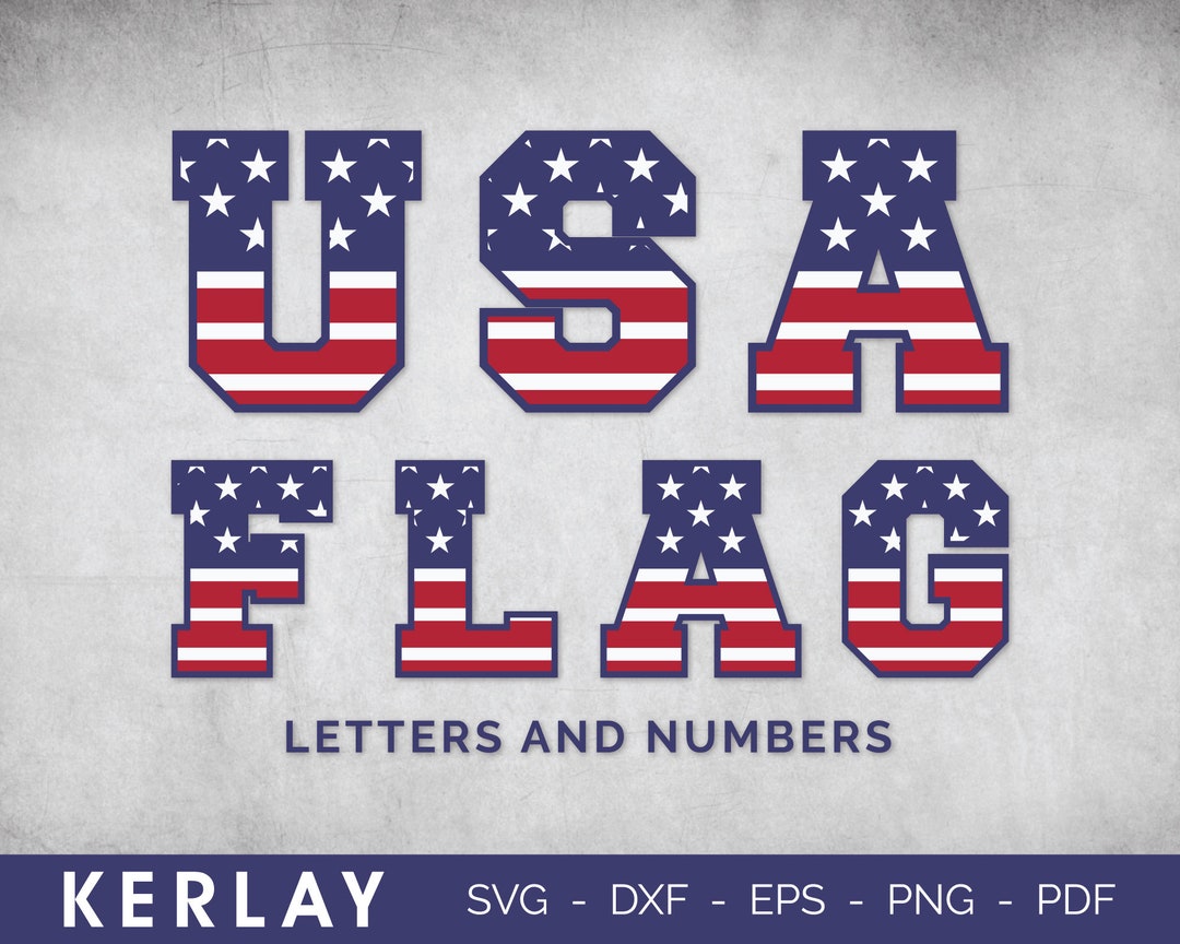 USA Flag Font SVG Instant Download Commercial Use Printable Vector Clip