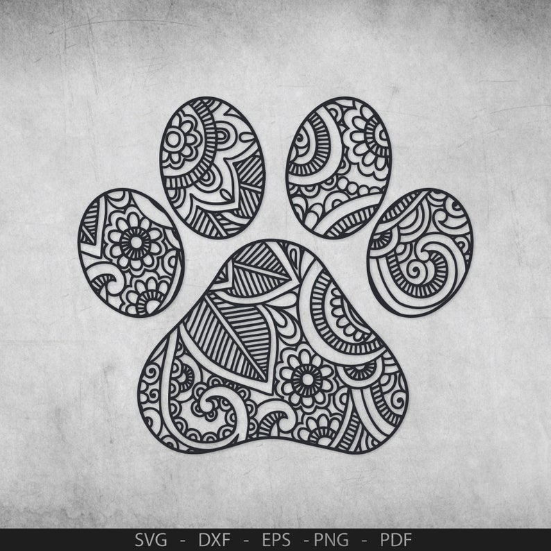 Download Dog Paw SVG Zentangle SVG Mandala SVG pawprint svg paw | Etsy