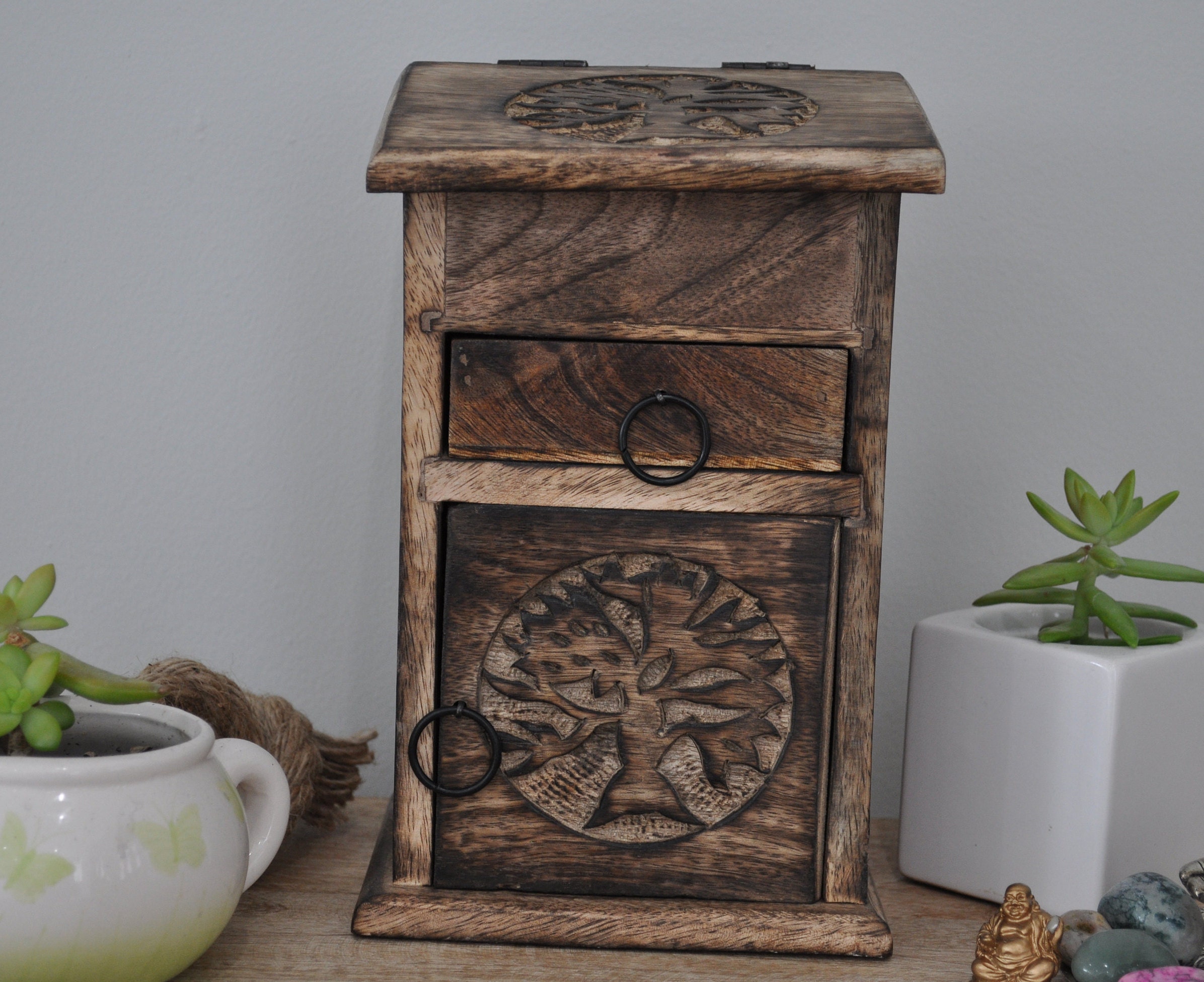 Árbol de la vida hierbas armario-caja de madera-boticario | Etsy