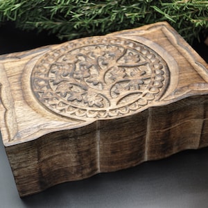 Tree Of Life Box-Large Hand Carved Wooden Box-Keepsake Storage-Jewelry Box-Wiccan,Pagan, Witchcraft Altar