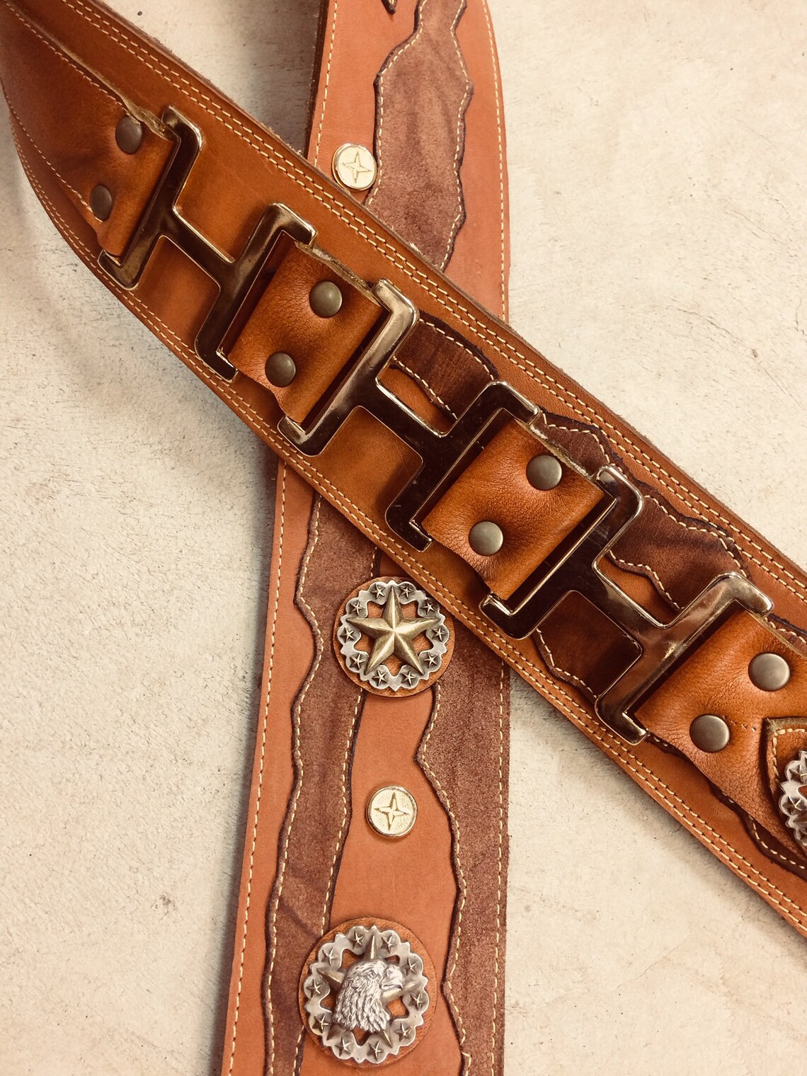 Custom Leather GUITAR STRAP 2 Tone Cool Torn Edge Hide & Etsy