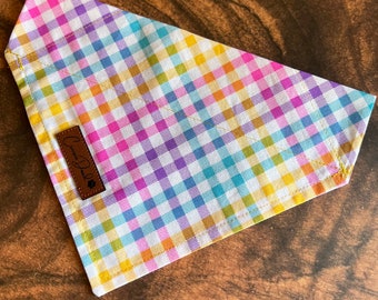 Bright Checkered Over the Collar Dog Bandana | Pet Neckwear