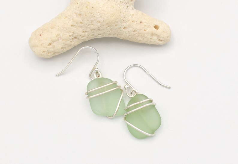 Beach Glass Dangle Earrings Sea Foam Sea Glass Glass Earrings Genuine Sea Glass Valentine/'s Day Gift for Her Casual Drop Earrings