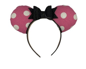Pink with White Polka Dots Inspired Minnie Mouse Ears
