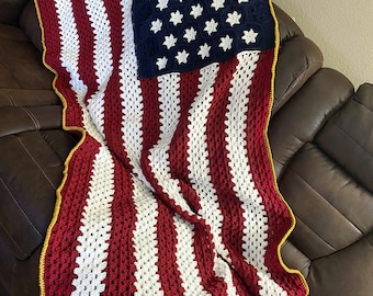 Crocheted Flag Blanket | Red, White, and Blue Afghan | Patriotic Blanket | Crochet Blanket | Home Decor | House Warming Gift | Gift Ideas