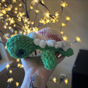 Pink Flower Turtle | Crochet Plush | Stuffed Animal | Plush | Amigurumi | Turtle Plush | Gift Ideas | Finished Item | Turtles | Pink Turtle