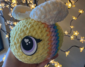 Rainbow Glitter Bee | Crochet Plush | Stuffed Animal | Plush | Amigurumi | Bee Plush | Gift Ideas | Finished Item | Crochet Bees | KayteDids