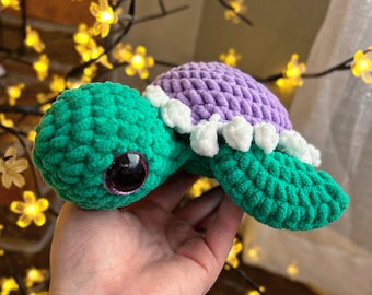 Purple Flower Turtle | Crochet Plush | Stuffed Animal | Plush | Amigurumi | Turtle Plush |Gift Ideas |Finished Item | Turtles |Purple Turtle