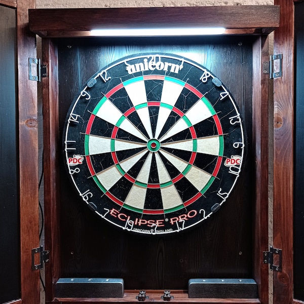 Dart cabinet with built-in lights