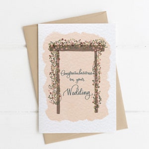 Cartão de felicitações de casamento floral, parabéns pelo seu cartão de dia de casamento, cartão de casamento, cartão de dia de casamento, cartão de felicitações para noiva