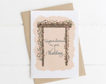 Floral Wedding Congratulations Card, Congratulations on Your Wedding Day Card, Wedding Card, Wedding day Card, Greeting Card for Bride