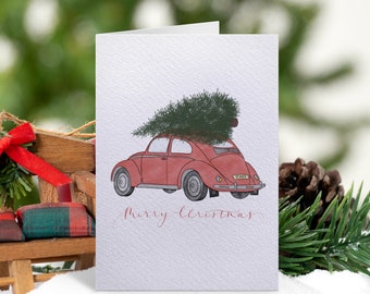 Letterpress Printed Volkswagen Bug Christmas Cards