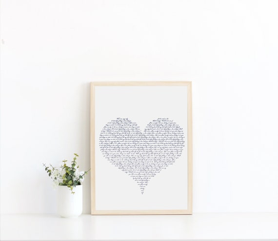 Custom Vows Heart Personalised Wall Art For Bride & Groom, Wedding Daddy Daughter Speech Gift For The Couple, Our Wedding Song Wall Art,