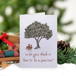 Pernice in un albero di pero Divertente biglietto di Natale, 12 giorni di cartolina di auguri di Natale, divertente biglietto di Natale, biglietto per la famiglia,