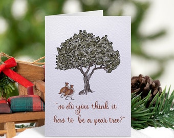 Partridge in a Pear Tree Funny Christmas Card, 12 Days of Christmas Greeting Card, Funny Xmas Card, Card for Family,