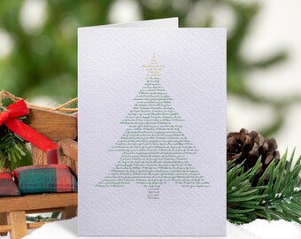 O Christmas Tree Card, Hand Lettered Detail Card, Silhouette Christmas Tree Greeting Card, Festive Card, Script Modern Christmas Card