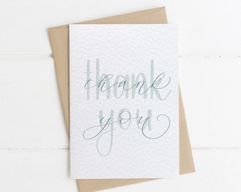 Hand Lettered Thank You Card, Minimalist Card to say Thank You to Friends, Simple Handwritten Card for Neighbours or Colleagues