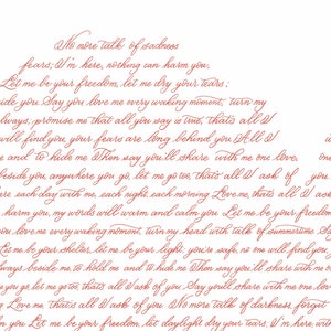 Custom Vows Heart Personalised Wall Art For Bride & Groom, Wedding Daddy Daughter Speech Gift For The Couple, Our Wedding Song Wall Art, image 4