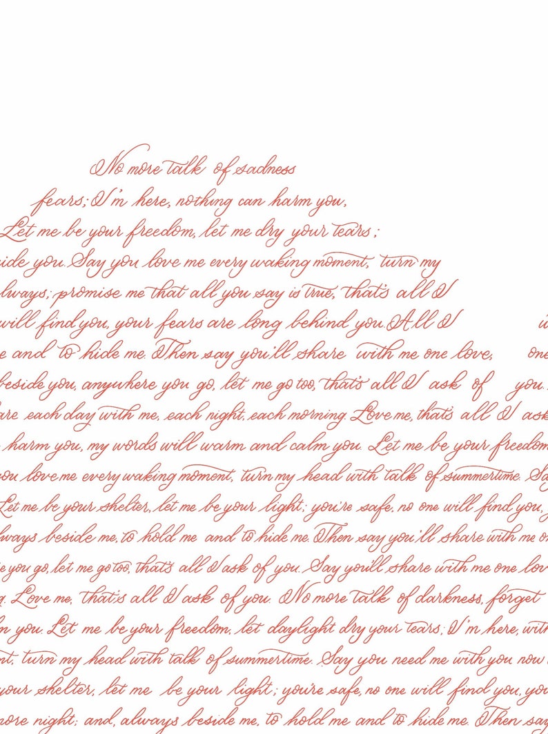 Custom Vows Heart Personalised Wall Art For Bride & Groom, Wedding Daddy Daughter Speech Gift For The Couple, Our Wedding Song Wall Art, image 4