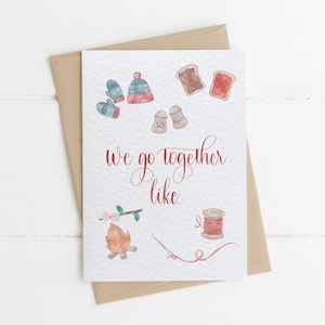 We go Together Marmite Cute Card For Couples, Love and Affection Card, Funny Best Friends Marshmallow Pun Card