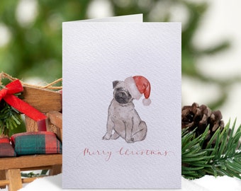 Jolly Pug Christmas Card, Dog owner Christmas card, Unique Christmas card, Pet lover Christmas card, Pug card, Holiday card