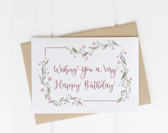 Spring Floral Birthday Card, June Birthday Card for Friends or Family, Spring Flowers Card, Sister Birthday Card