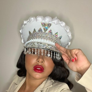 Bride Hat Vintage,Rhinestone Bride Captain Hat, Hen Party Hat, Rhinestone Captains Hat, Bachelorette Captain Hat, Hen Party Accessories,