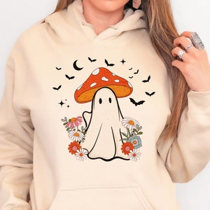 Mushroom Hoodie, Cute Ghost Shirt, Spooky Season Sweater, Halloween Sweatshirt, Funny Fall Shirt, Mushroom Lover Gift