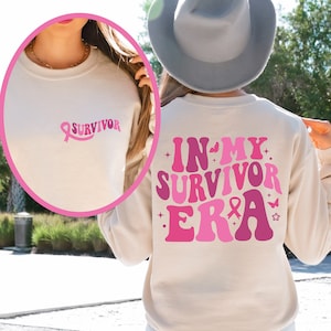 In My Survivor Era Breast Cancer Crewneck Sweatshirt, Cancer Awareness Shirt, Warrior Shirt, Cancer Fighter Support Team, Cancer Gift