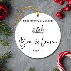 Custom First Christmas Married Ornament, Mr and Mrs Tree Christmas Ornament, Mr and Mrs Ornament, Personalized Wedding Gift