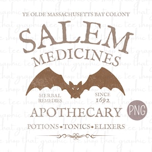 Salem Apothecary Halloween PNG, Vintage Style Halloween, Salem Witches Digital Download, Salem Massachusetts, Salem 1692 Graphic