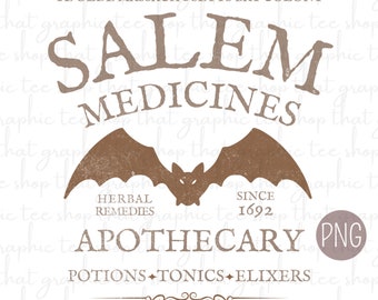 Salem Apothecary Halloween PNG, Vintage Style Halloween, Salem Witches Digital Download, Salem Massachusetts, Salem 1692 Graphic