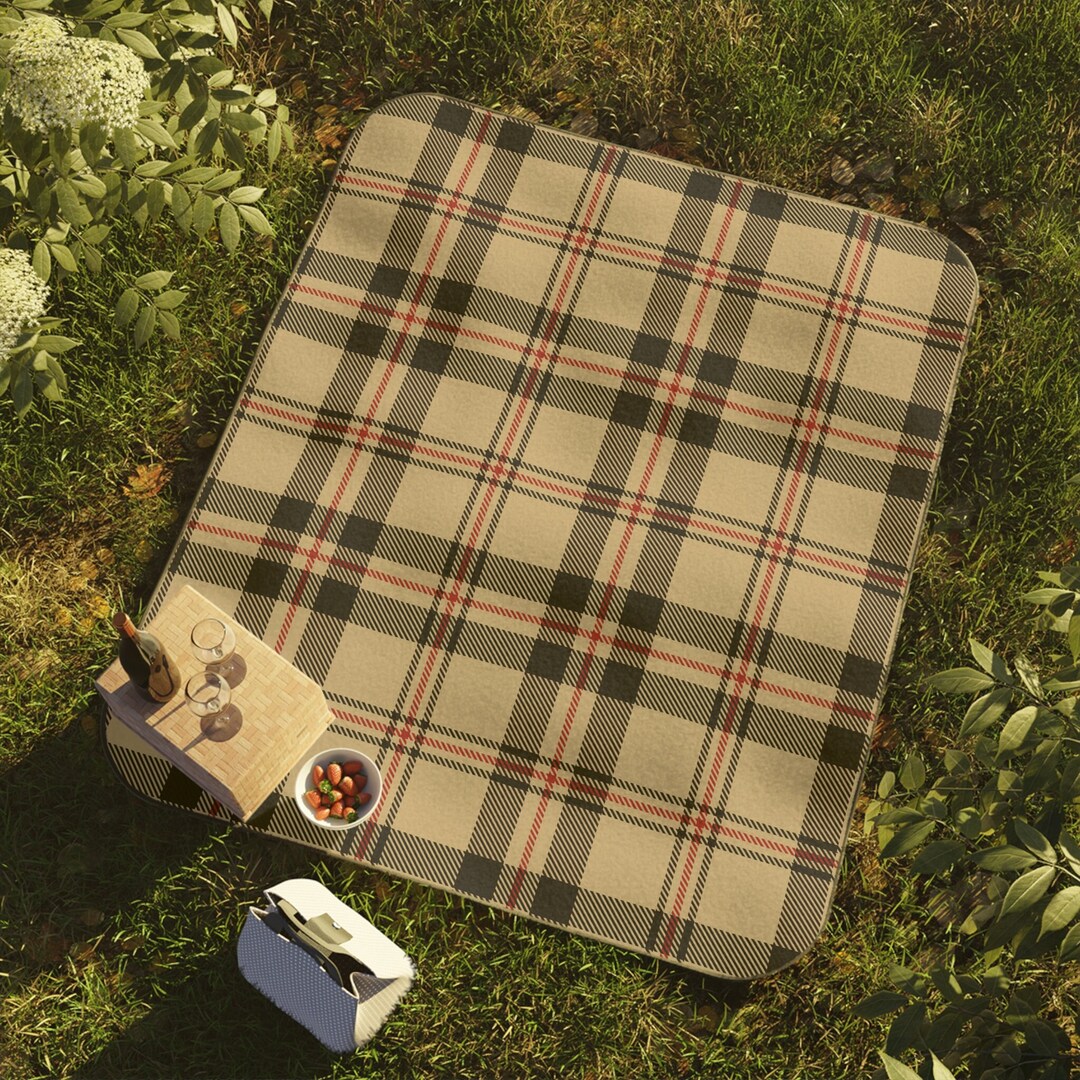 Plaid Picnic Blanket, Gingham Large Water Resistant Picnic Blanket, Beach Blanket, Outdoor