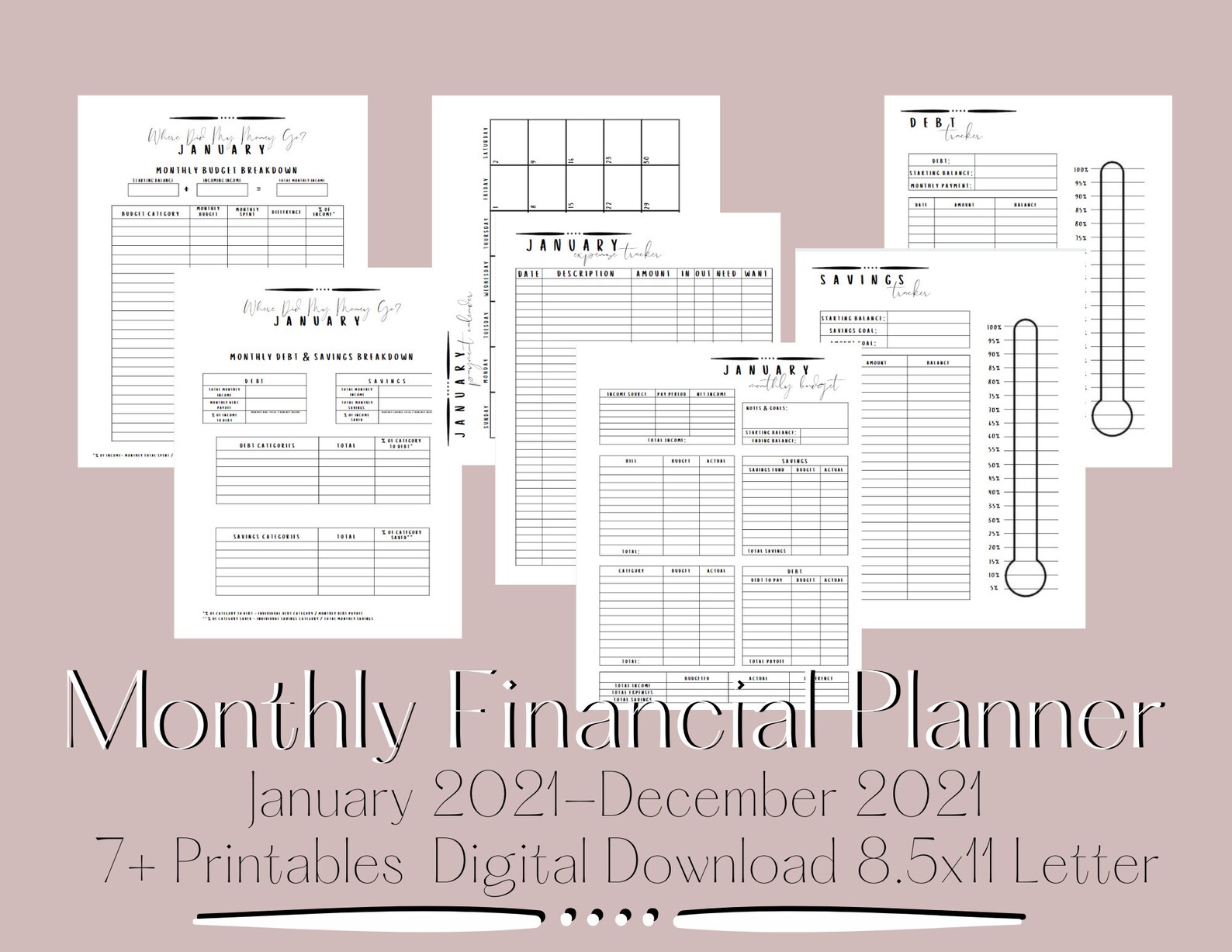Printable Monthly Financial Planner | Etsy