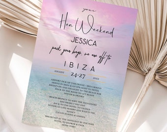 Ibiza Hen Weekend Invitation Bachelorette Weekend Invitation Template Printable DIGITAL DOWNLOAD Hen Party Invite for the Bride