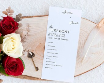 Minimalist Wedding Program, Simple Wedding Program Digital Download, Modern Calligraphy Ceremony Program for Wedding
