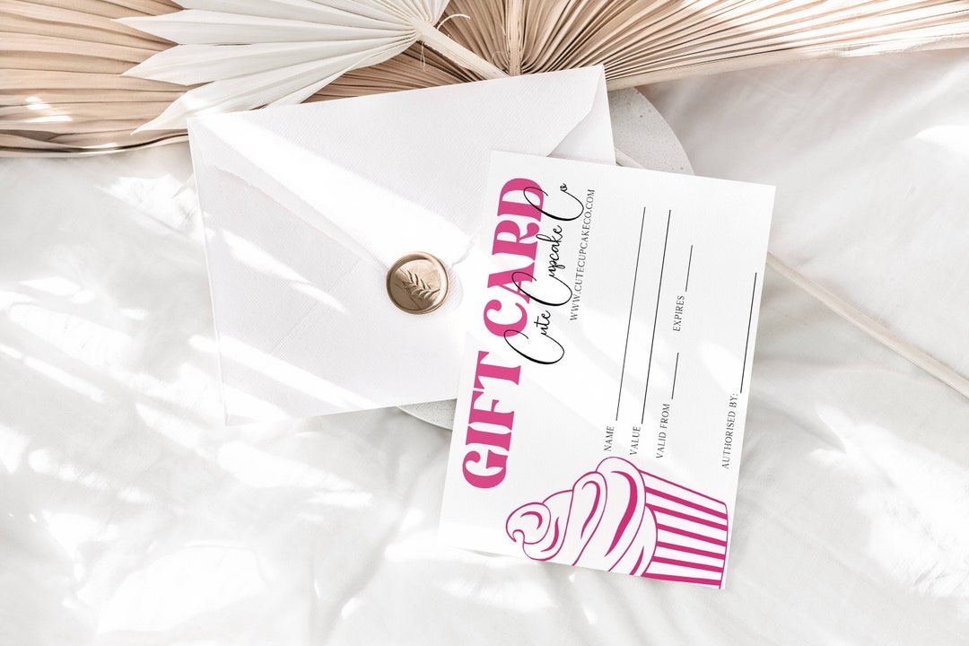 Bakery Gift Voucher Template Cupcake Gift Card Editable Small Business