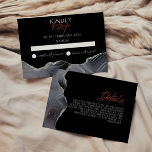 Black Halloween Wedding Invitation Suite, Moody Wedding Invitation Set,DIY Modern Wedding Invitation Template. Digital Download image 9