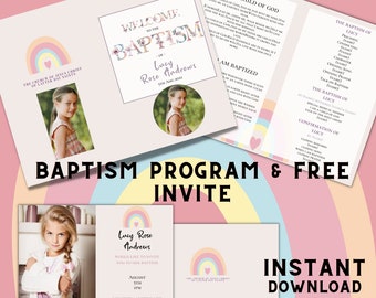 Baptism Program Girl. LDS Baptism Program. Editable Baptism Program. Rainbow Program INSTANT DOWNLOAD. Floral Baptism. Baptism Invite