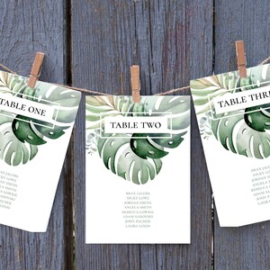 Wedding Table Numbers Tropical Printable Table Cards DIY - Etsy