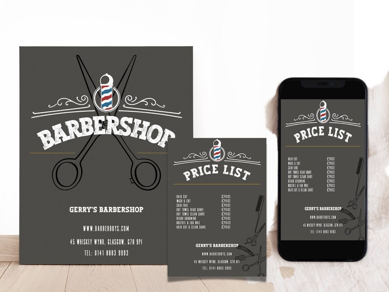 Editable Barber Shop Price List, Business Price List, Barber Shop Flyer